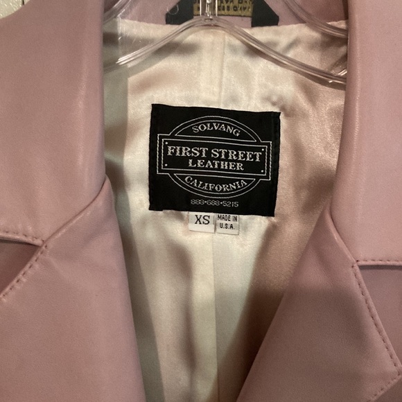 Women long lavender leather jacket size xs - Picture 2 of 7